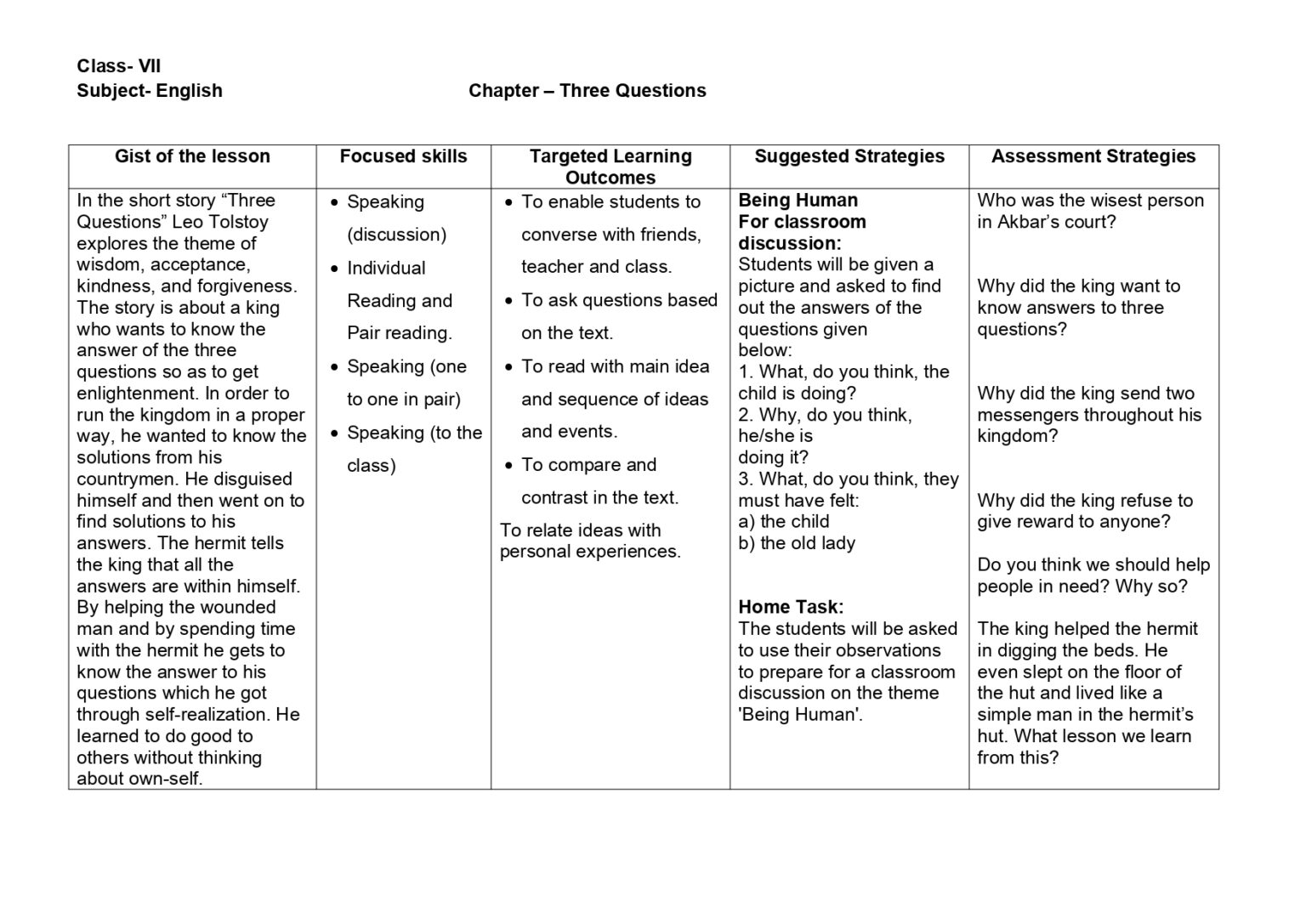 class 7 english lesson 2 reading